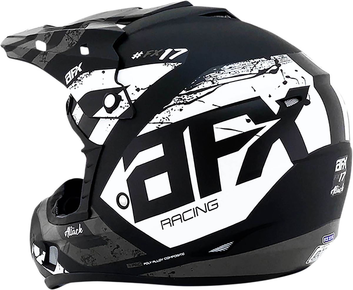AFX FX-17 Motorcycle Helmet - Attack - Matte Black/Silver - Medium 0110-7144
