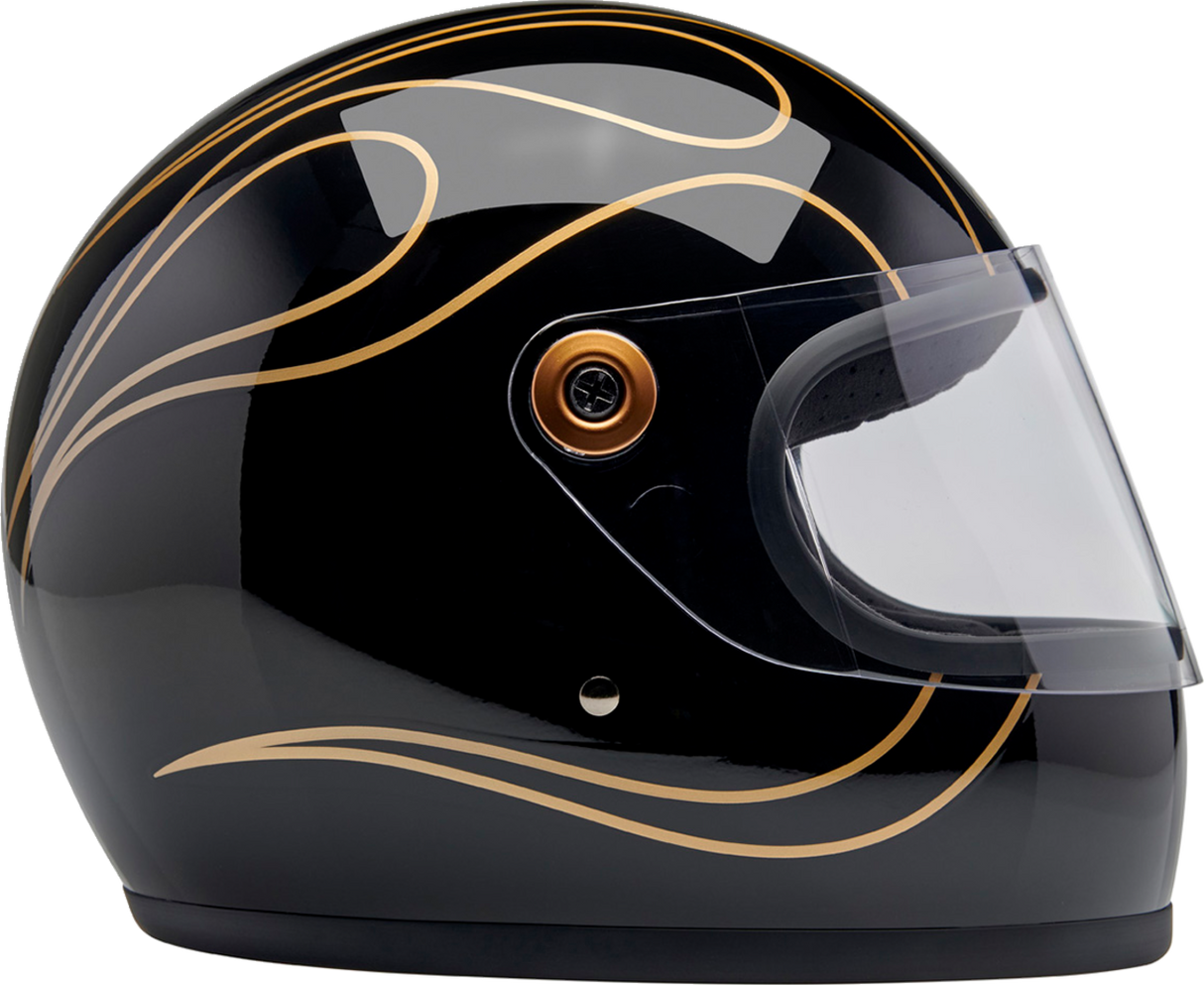 Casco BILTWELL Gringo S - Llamas negras brillantes - Pequeño 1003-567-502 