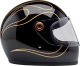 Casco BILTWELL Gringo S - Llamas negras brillantes - Pequeño 1003-567-502 