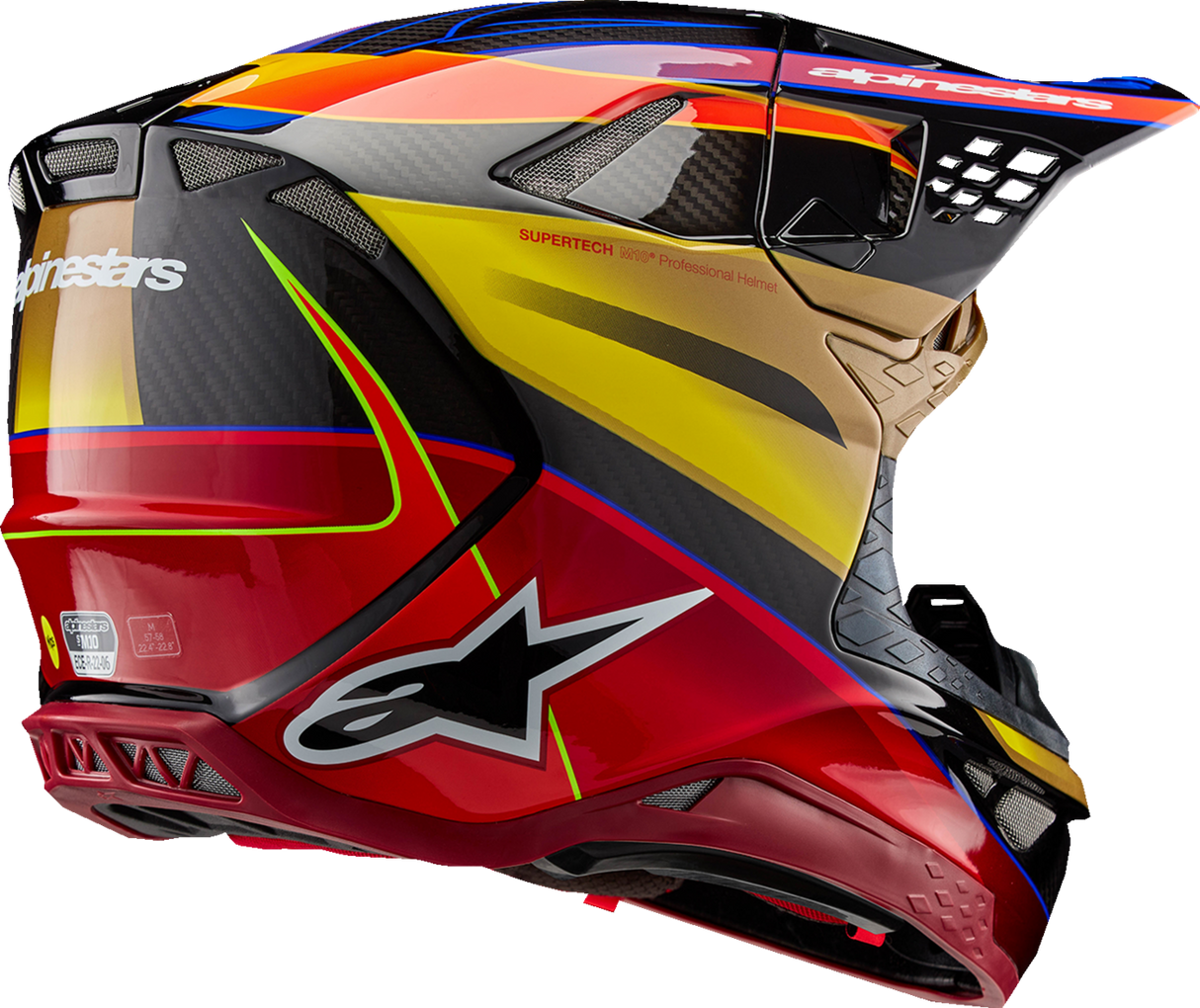 Casco de motocicleta ALPINESTARS Supertech M10 - Era - MIPS® - Dorado brillante/Amarillo/Rojo Río - Pequeño 8301223-5938-S