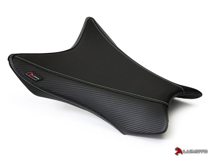 Funda de asiento delantero Luimoto, edición BaseLine para Kawasaki Ninja ZX10R 2016-2020, negra con costuras verdes