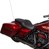 Asiento Freedom de DRAG SPECIALTIES - Vinilo - Costuras plateadas de doble diamante - FLH '09-'23 0801-1482 