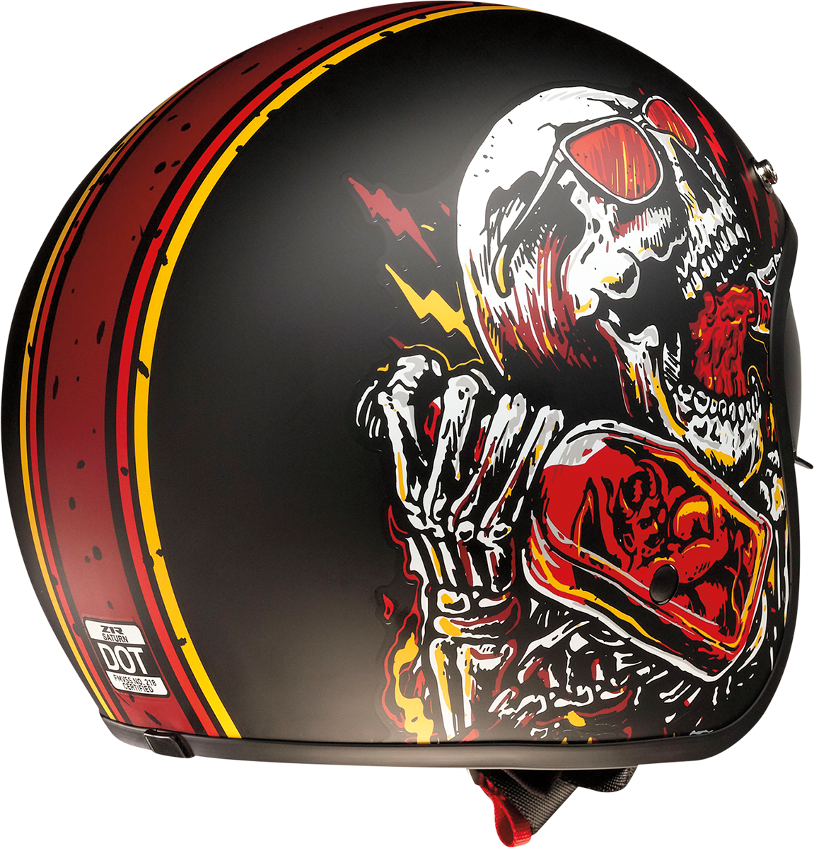 Casco de motocicleta Saturn Z1R - Devil Made Me - Negro/Rojo - Grande 0104-2819