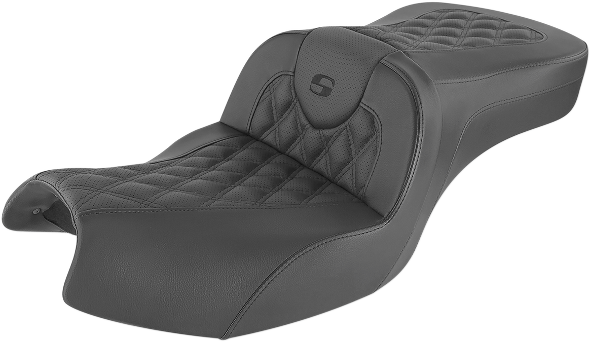 Asiento de sofá de carretera SADDLEMEN - Costura de celosía completa - Negro - Indian I20-06-182 