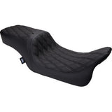 Asiento Predator para dos personas de DRAG SPECIALTIES - Vinilo - Doble diamante - con respaldo - FLH '08-'23 0801-1500 