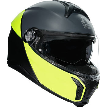 agv helmet black and yellow AGV Tourmodular Motorcycle Helmet - Balance - Black/Yellow Fluo/Gray