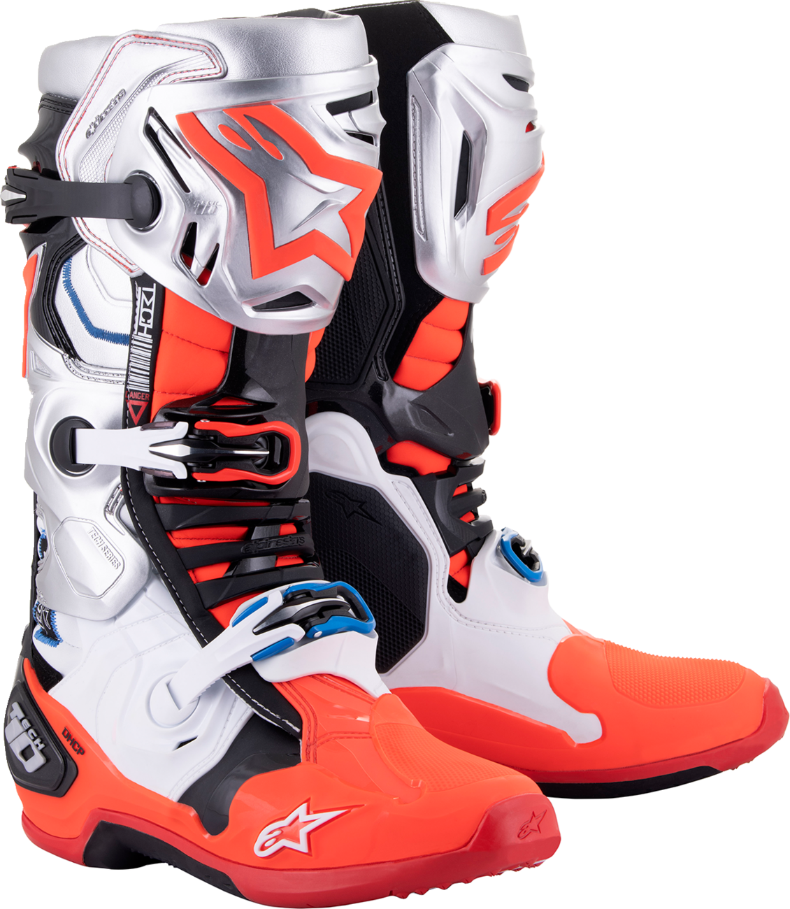 Botas ALPINESTARS Vision Tech 10 Edición Limitada - Negro/Blanco/Plateado/Rojo - Talla 10 de EE. UU. 2010020-1283-10