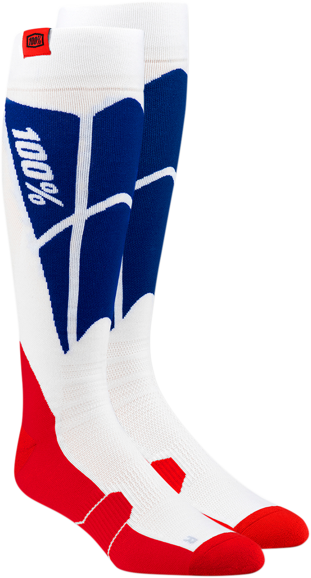 Calcetines de alto rendimiento 100 % de alta calidad - Blanco/Azul - Talla pequeña/mediana 24008-022-17