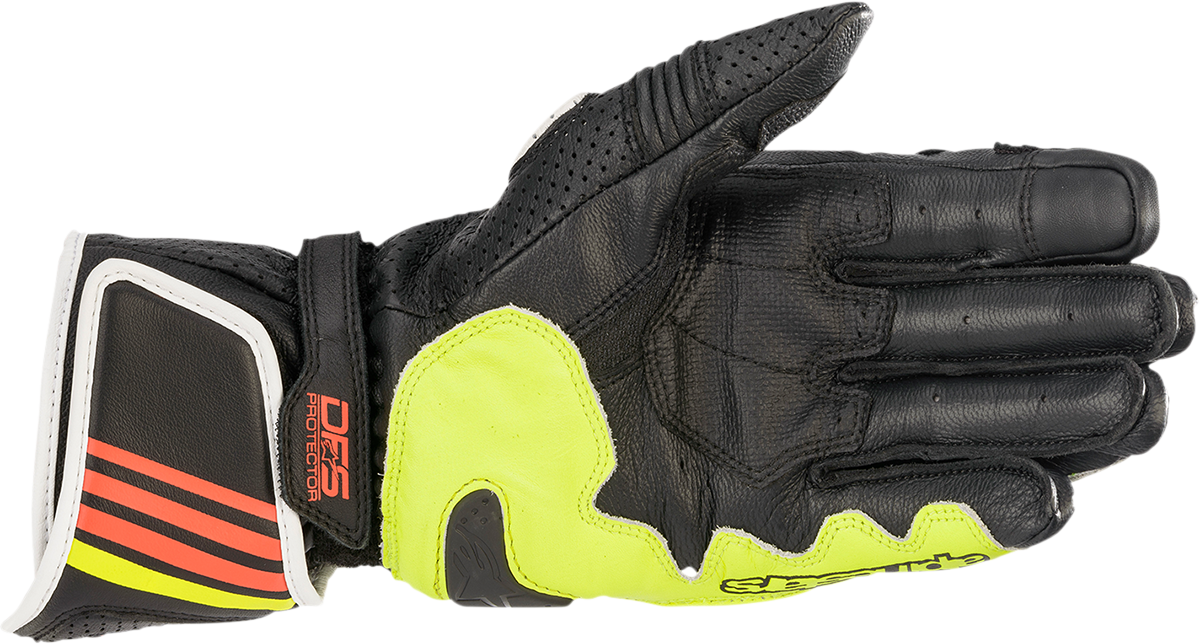 Guantes ALPINESTARS GP Plus R v2 - Gris metalizado/Negro/Amarillo fluo/Rojo fluo - Grandes 3556520-9135-L
