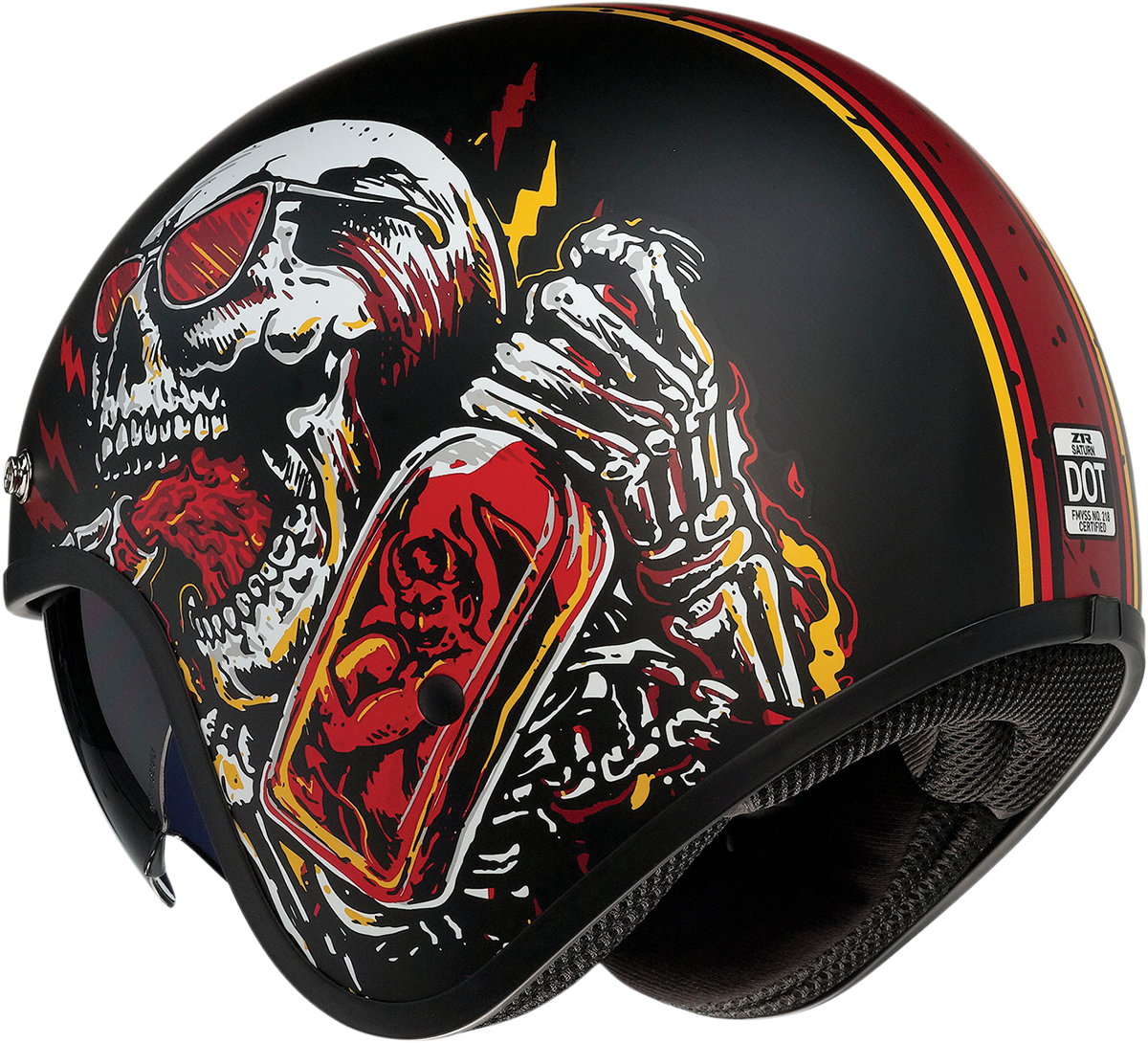 Casco de motocicleta Saturn Z1R - Devil Made Me - Negro/Rojo - Grande 0104-2819