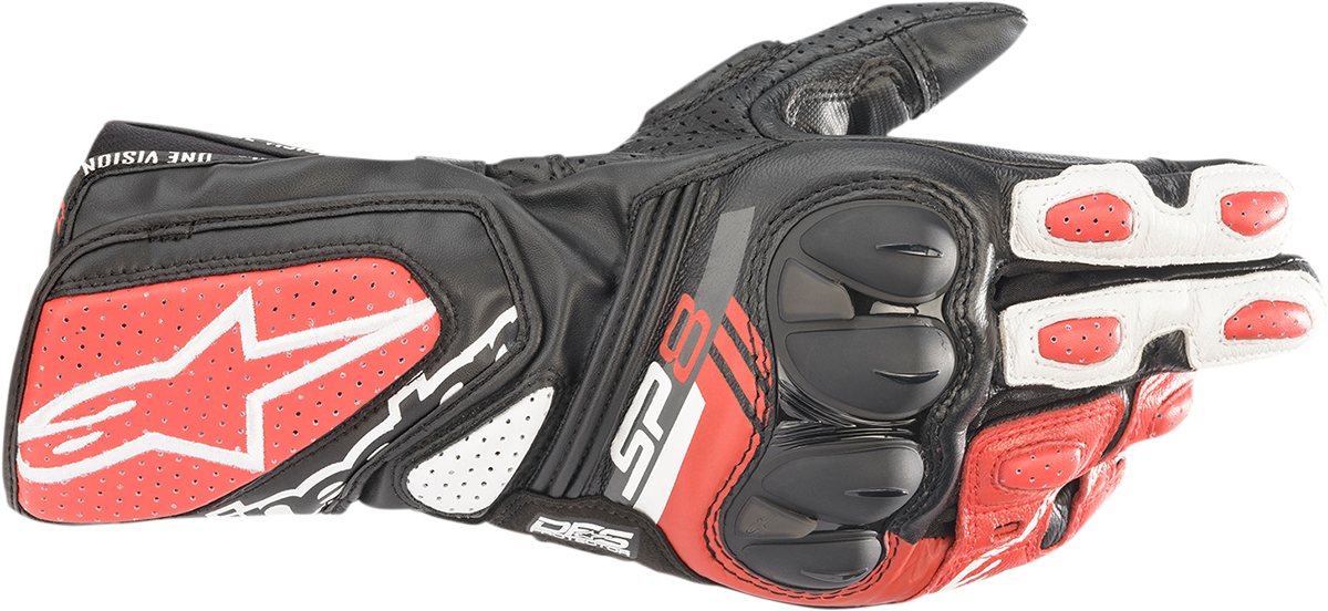 Guantes ALPINESTARS SP-8 V3 - Negro/Blanco/Rojo Brillante - Pequeños 3558321-1304-S