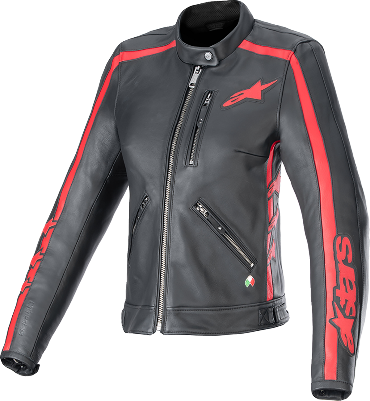Chaqueta de cuero Stella Dyno para mujer de ALPINESTARS - Negro/Rojo Alto - 2XL 3113924-1346-2X