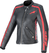 Chaqueta de cuero Stella Dyno para mujer de ALPINESTARS - Negro/Rojo Alto - L 3113924-1346-L
