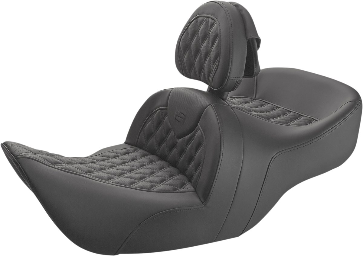 Asiento SADDLEMEN - Sofá de carretera - Con respaldo - Costura de celosía completa - Negro H01-07-182BR 