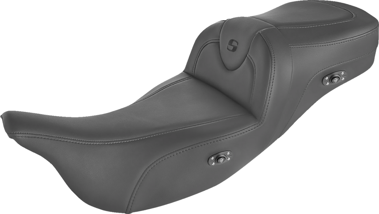 Asiento de sofá de carretera con calefacción SADDLEMEN - Sin respaldo - Negro con costuras negras - Triciclos 808-07B-187THCT 