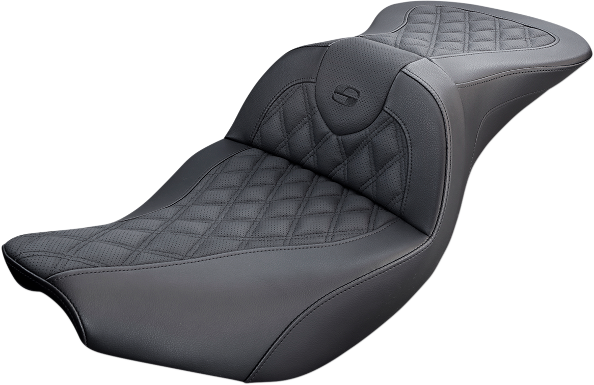 Asiento de sofá de carretera SADDLEMEN - Costura de celosía completa - Negro - Indian I14-07-182