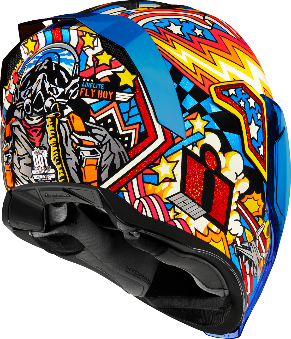 icon airflite dot helmet Airflite™ Motorcycle - Flyboy - Blue AGV Replacement Helmet Cheek Pads Bern Unlimited FL-1 Pave no bull Hex Structure:Black