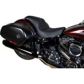 Asiento Predator de DRAG SPECIALTIES - Doble diamante con costuras negras - Vinilo - FLSB/FXLR '18-'23 0802-1517 