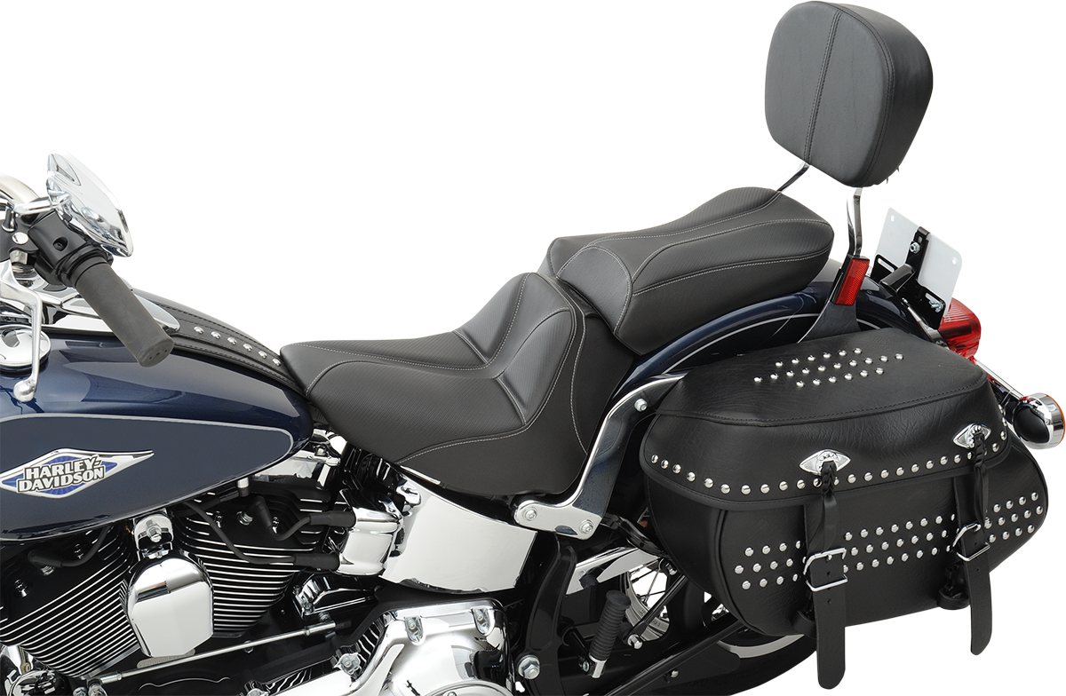 Almohadilla para pasajero SADDLEMEN Dominator - Alcance estándar - Negra con costuras grises 806-23-0162