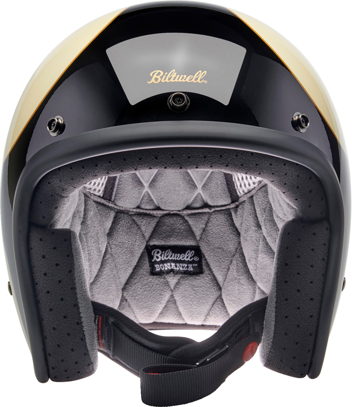 Casco BILTWELL Bonanza - Blanco vintage brillante/Negro festoneado - Mediano 1001-559-203 
