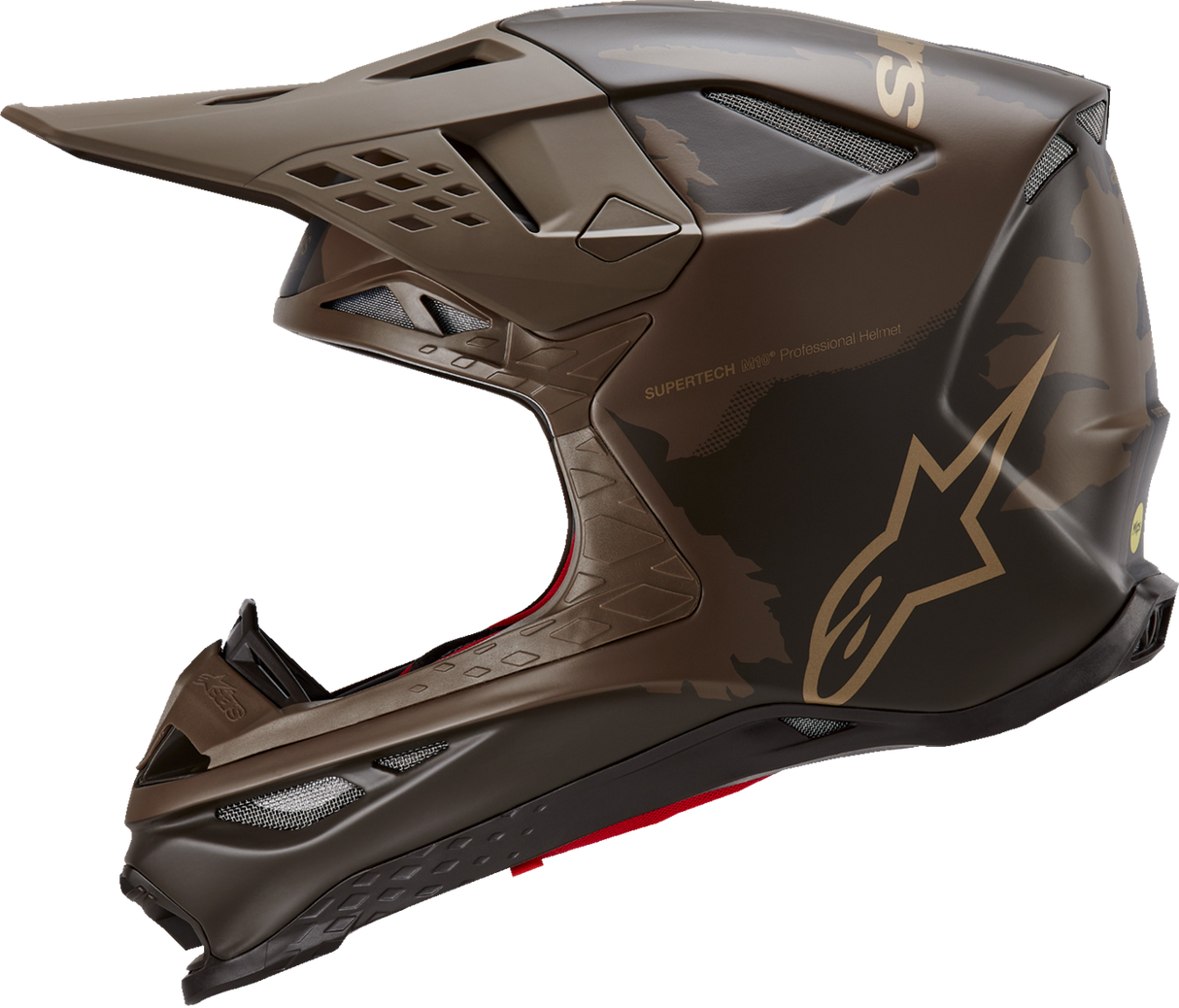 Casco de motocicleta ALPINESTARS Supertech M10 - Squad - MIPS® - Marrón oscuro/Dorado - Mediano 8302823-839-MD