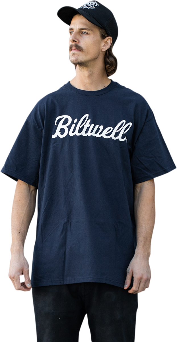 Camiseta BILTWELL Script - Azul marino - Talla pequeña 8101-052-002 