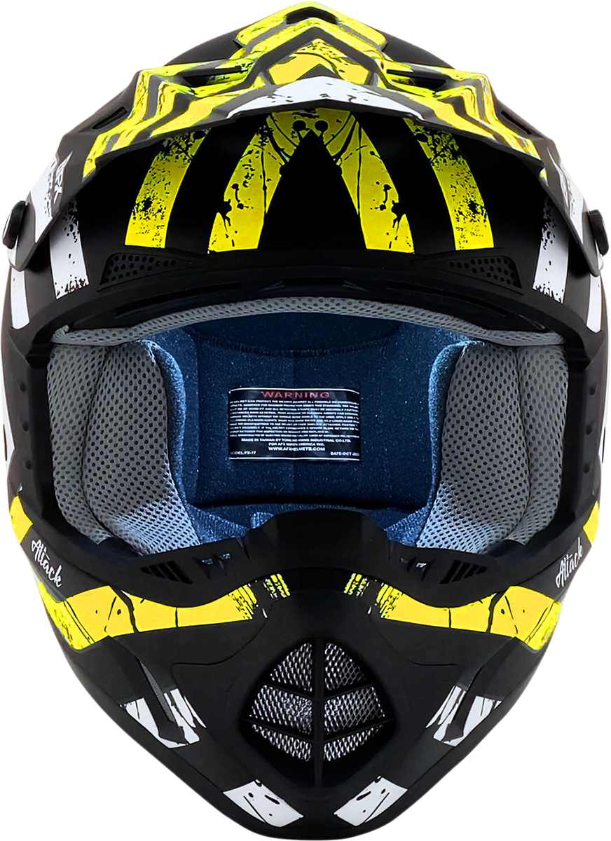 AFX FX-17 Motorcycle Helmet - Attack - Matte Black/Hi-Vis Yellow - Small 0110-7173