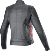 Chaqueta de cuero Stella Dyno para mujer de ALPINESTARS - Negro/Rojo Alto - 2XL 3113924-1346-2X