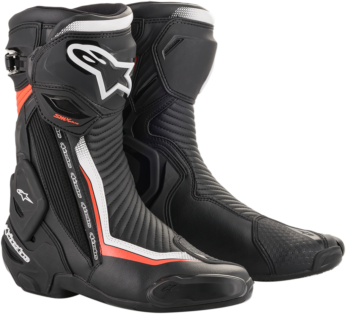 Botas ALPINESTARS SMX+ - Negro/Blanco/Rojo Fluorescente - Talla 10.5 EE. UU. / 45 UE 2221019-1231-45