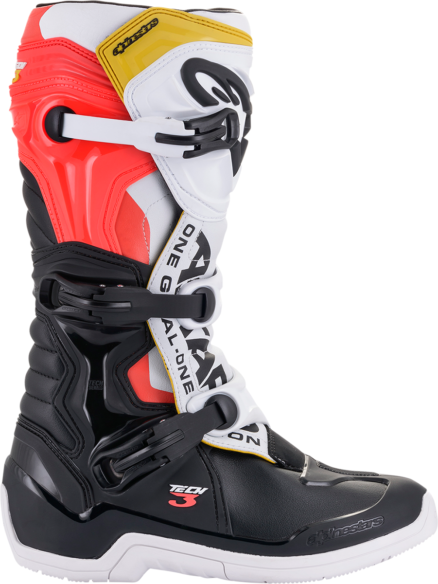 Botas ALPINESTARS Tech 3 - Negro/Blanco/Naranja - Talla 9 de EE. UU. 2013018-1238-9