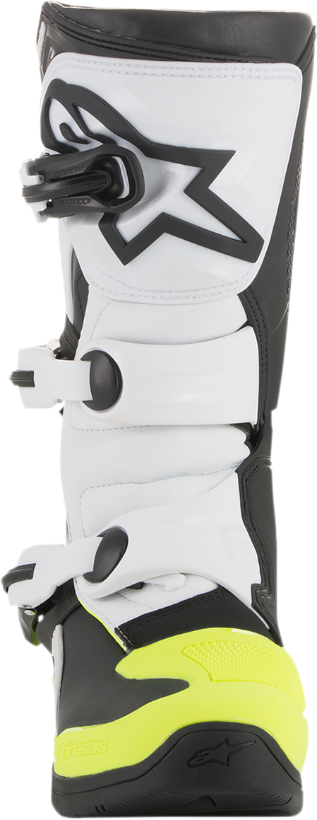 Botas ALPINESTARS Tech 3S - Negro/Blanco/Amarillo Fluorescente - Talla 4 de EE. UU. 2014018-125-4