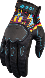 Guantes ICON Hooligan™ Lucky Lid - Negros - Pequeños 3301-4641