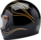 Casco BILTWELL Gringo S - Llamas negras brillantes - Pequeño 1003-567-502 