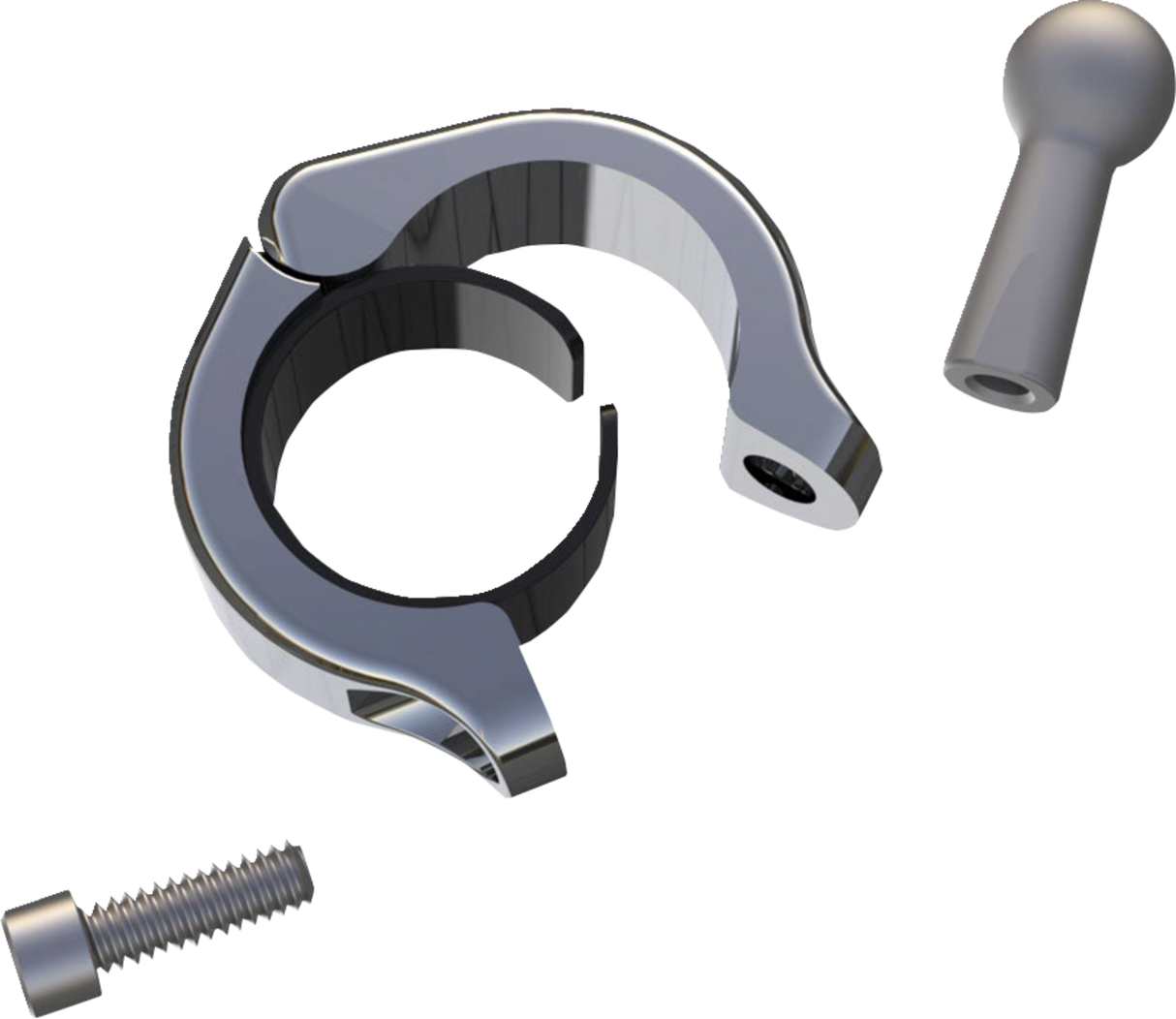 Soporte de bola CIRO - Abrazadera de aluminio - Manillar de 1-1/8" - 1-1/4" - Cromado 50138 
