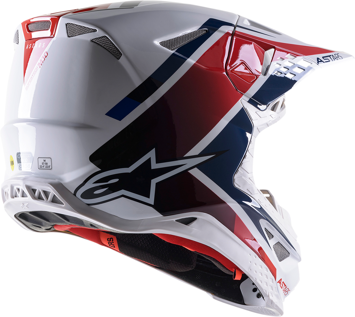 Casco de motocicleta ALPINESTARS Supertech M10 - Meta 2 - MIPS® - Blanco/Rojo/Azul - Pequeño 8300422-2378-SM