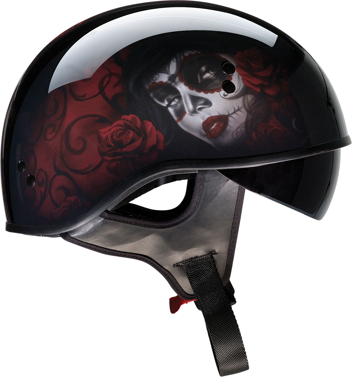 Z1R Vagrant Motorcycle Helmet - Red Catrina - Black/Red