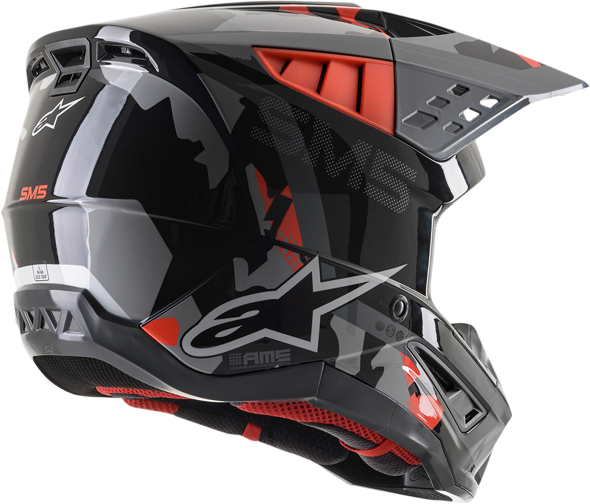 ALPINESTARS SM5 Motorcycle Helmet - Rover - Gray/Red - Medium 8303921-1392-MD
