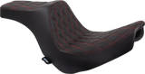 Asiento Predator III de DRAG SPECIALTIES - Doble diamante - Negro con costuras rojas - FL/FX '18-'22 0802-1492