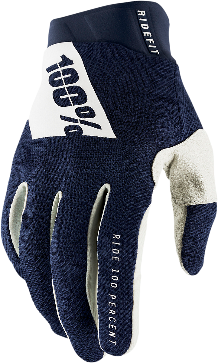 Guantes 100% Ridefit - Azul marino/blanco - Grandes 10010-00027