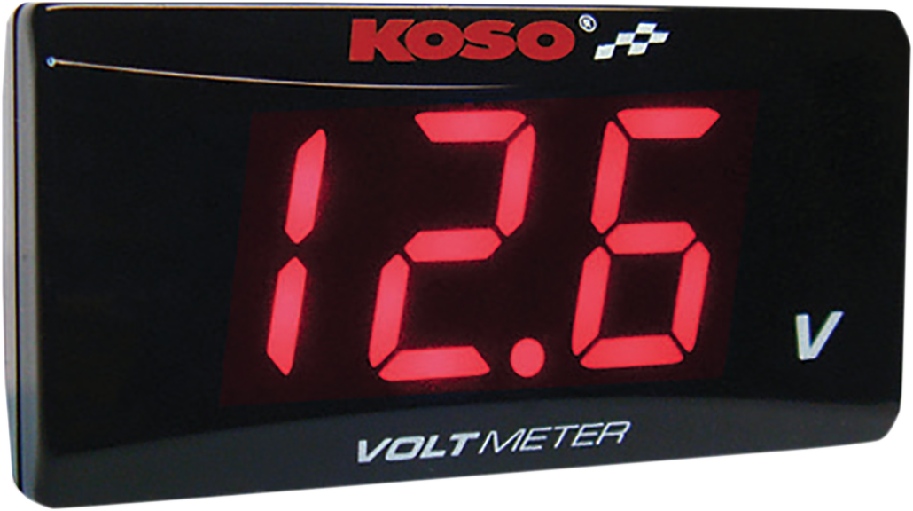 Voltímetro superdelgado KOSO NORTH AMERICA - Dígitos rojos - 2,22" de ancho x 1,06" de alto x 0,43" de profundidad BA024R00