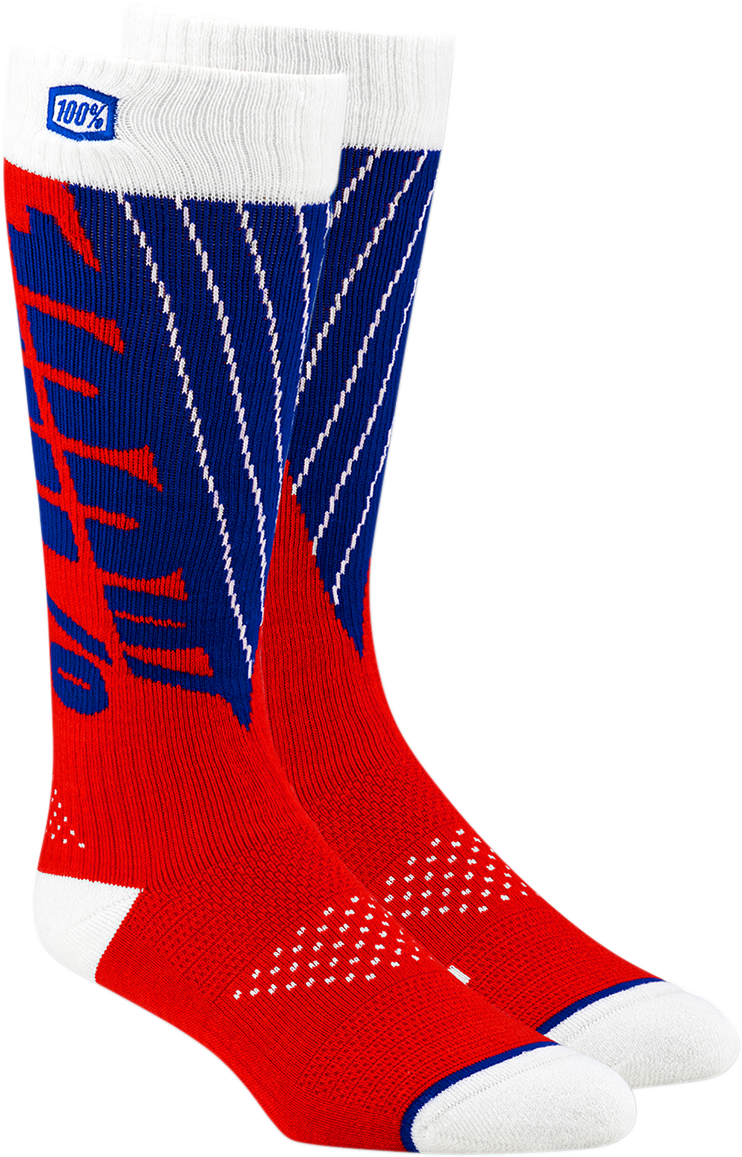 Calcetines de moto 100% Torque Comfort - Rojo/Azul - Talla L/XL 24007-350-18