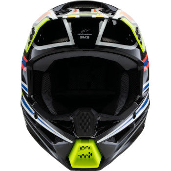 Casco de moto juvenil ALPINESTARS SM3 - Wurx - Negro brillante/Amarillo fluorescente/Azul/Rojo - Talla pequeña 8302025-1574-YS 