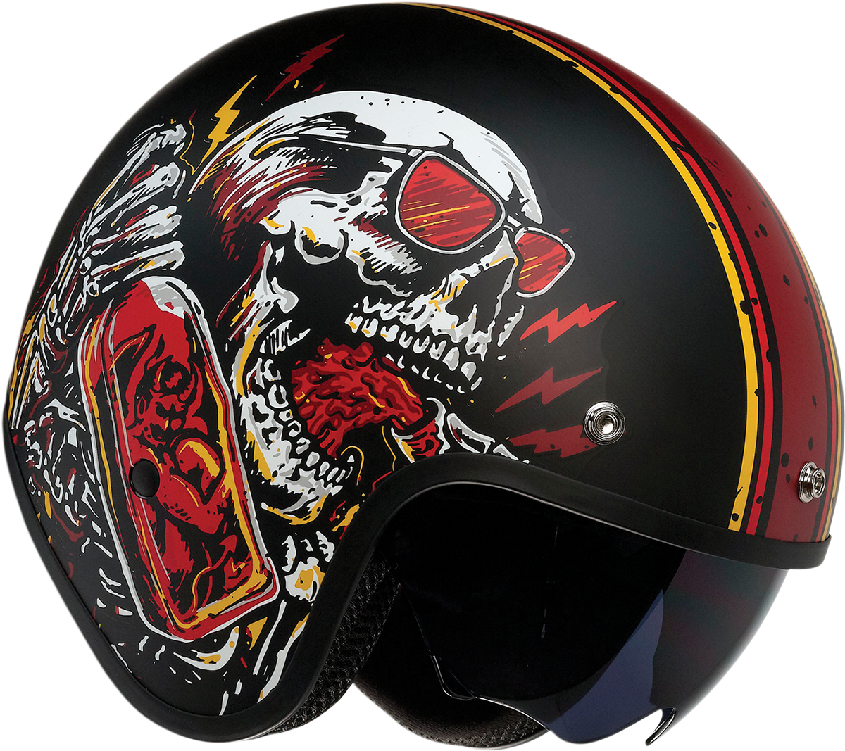 Casco de motocicleta Saturn Z1R - Devil Made Me - Negro/Rojo - Grande 0104-2819
