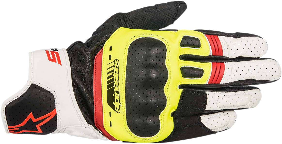 Guantes ALPINESTARS SP-5 - Negro/Amarillo Fluo/Blanco/Rojo Fluo - Pequeños 3558517-1503-S