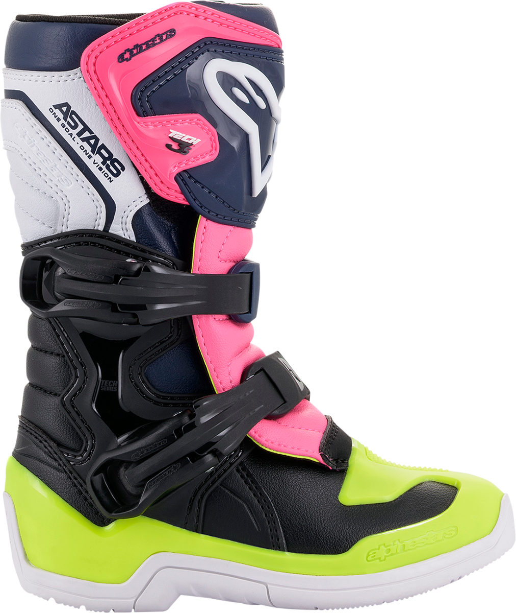 Botas ALPINESTARS Tech 3S - Negro/Azul/Rosa - Talla 1 de EE. UU. 2014518-1176-1