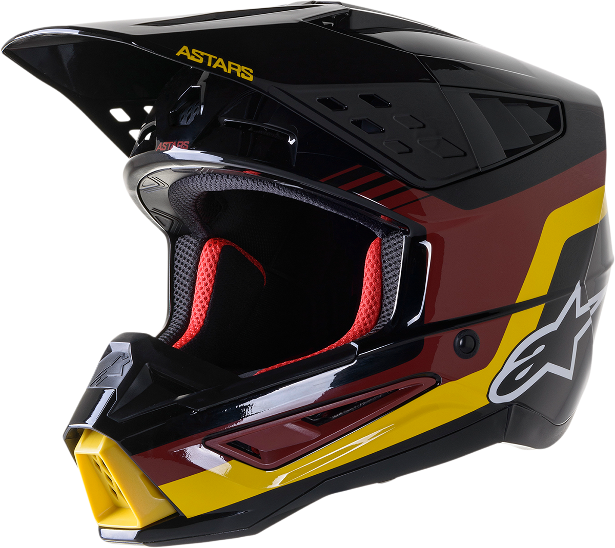 Casco de motocicleta ALPINESTARS SM5 - Venture - Negro/Burdeos/Amarillo/Brillante - Mediano 8305122-1358-MD