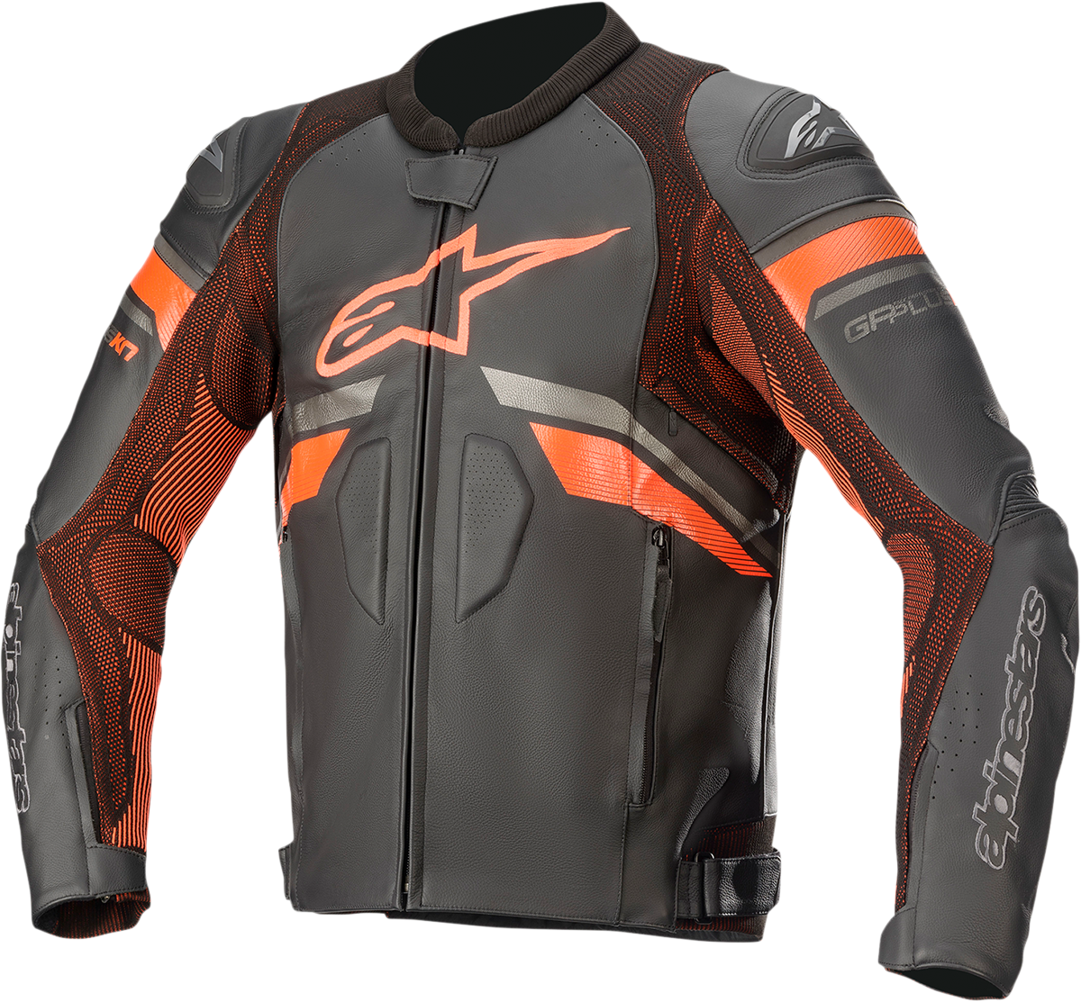 Chaqueta de cuero ALPINESTARS GP Plus R v3 Rideknit® - Negro/Rojo Fluo - Talla 44 EE. UU. / 54 UE 3100321-1030-54