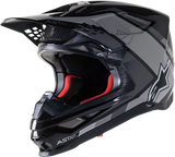 Casco de motocicleta ALPINESTARS Supertech M10 - Meta 2 - MIPS® - Negro/Gris/Brillante - Pequeño 8300422-1195-SM