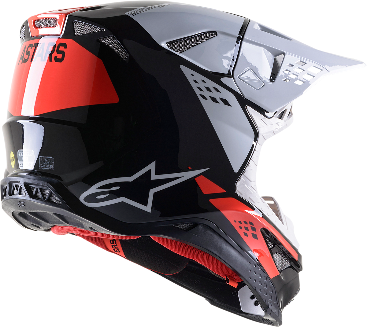 Casco de motocicleta ALPINESTARS Supertech M8 - Fábrica - Negro/Blanco/Rojo - Grande 8302922-1233-LG