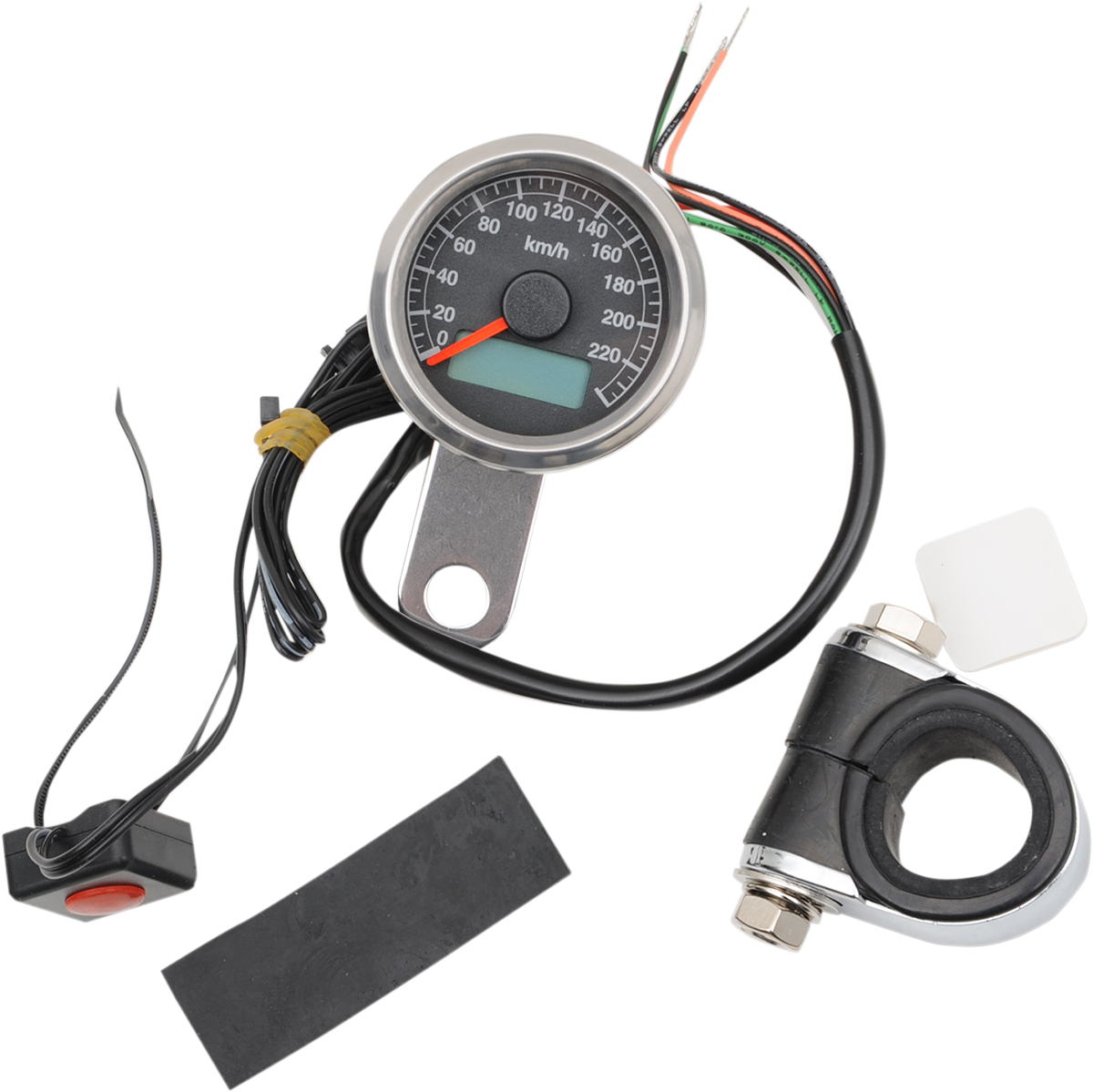 Velocímetro electrónico programable de 1,87" con odómetro y cuentakilómetros parcial (KM/H) - Pulido - Esfera negra 21-6899ADS